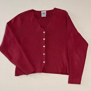 Vintage Laura Ashley Womens 10 Knit Cardigan Sweater Red Cottagecore 90s